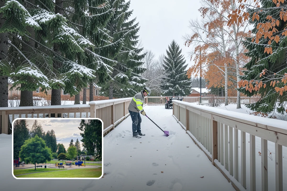 Bank Parking Lot Snow Removal in Bonney Lake, Pierce County, WA - Customer parking and drive-through lanes stay open all day