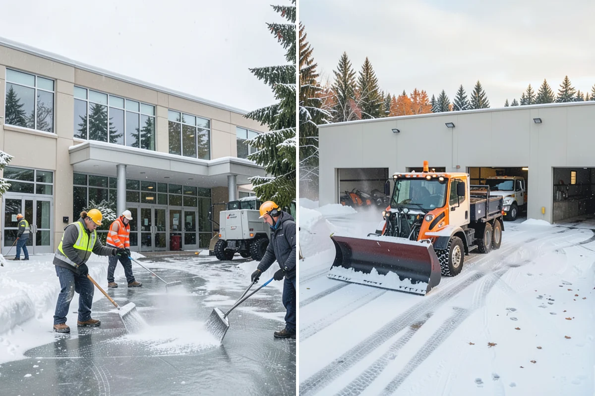 Bank Parking Lot Snow Removal in Bonney Lake, Pierce County, WA - Map parking, drive-through lanes, and the ATM approach with staff