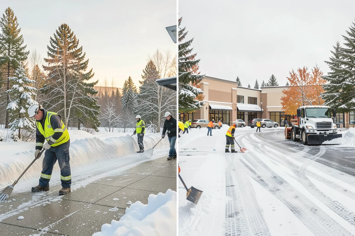 Bank Parking Lot Snow Removal in Burien, King County, WA - Map parking, drive-through lanes, and the ATM approach with staff