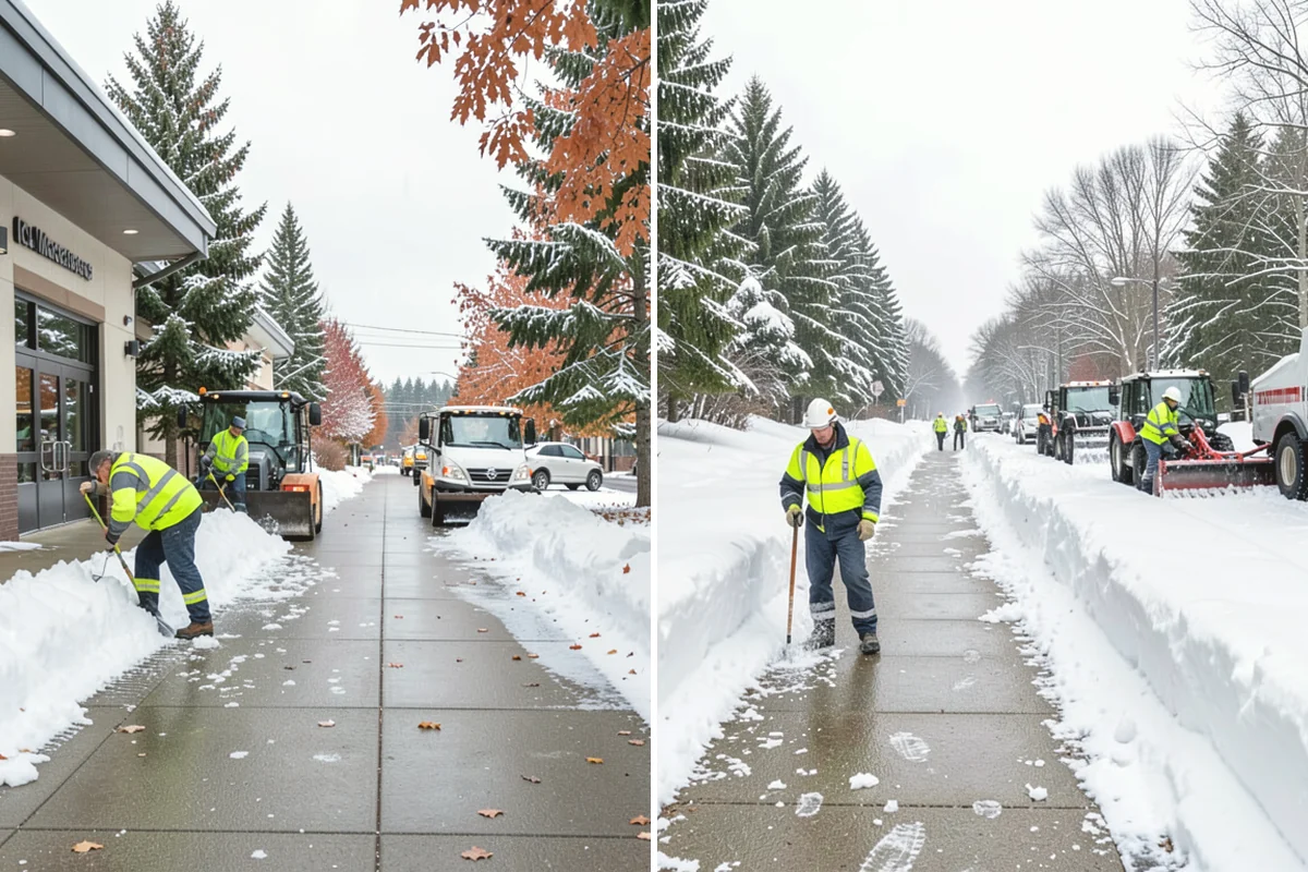 Bank Parking Lot Snow Removal in Burlington, Skagit County, WA - Map parking, drive-through lanes, and the ATM approach with staff