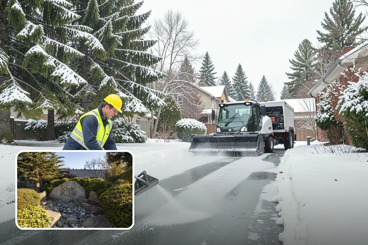 Bank Parking Lot Snow Removal in Clyde Hill, King County, WA - Customer parking and drive-through lanes stay open all day