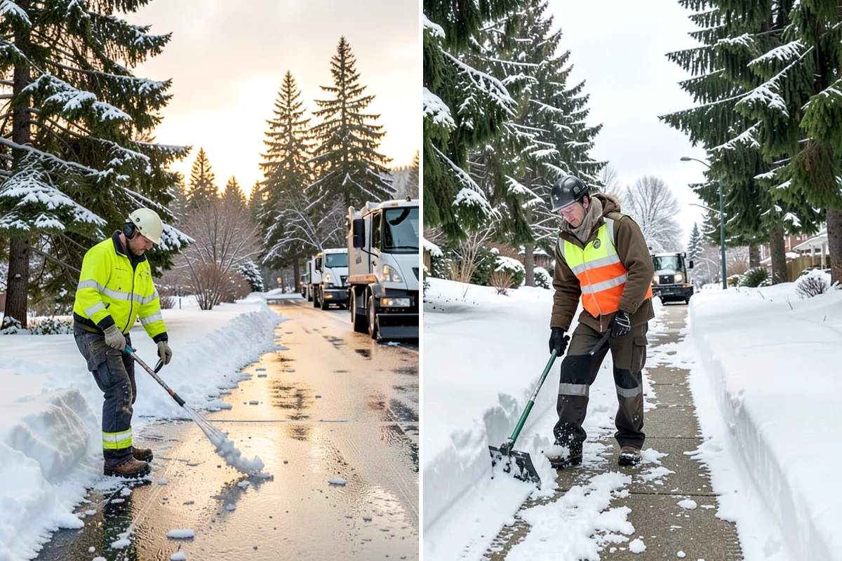 Bank Parking Lot Snow Removal in Clyde Hill, King County, WA - Map parking, drive-through lanes, and the ATM approach with staff