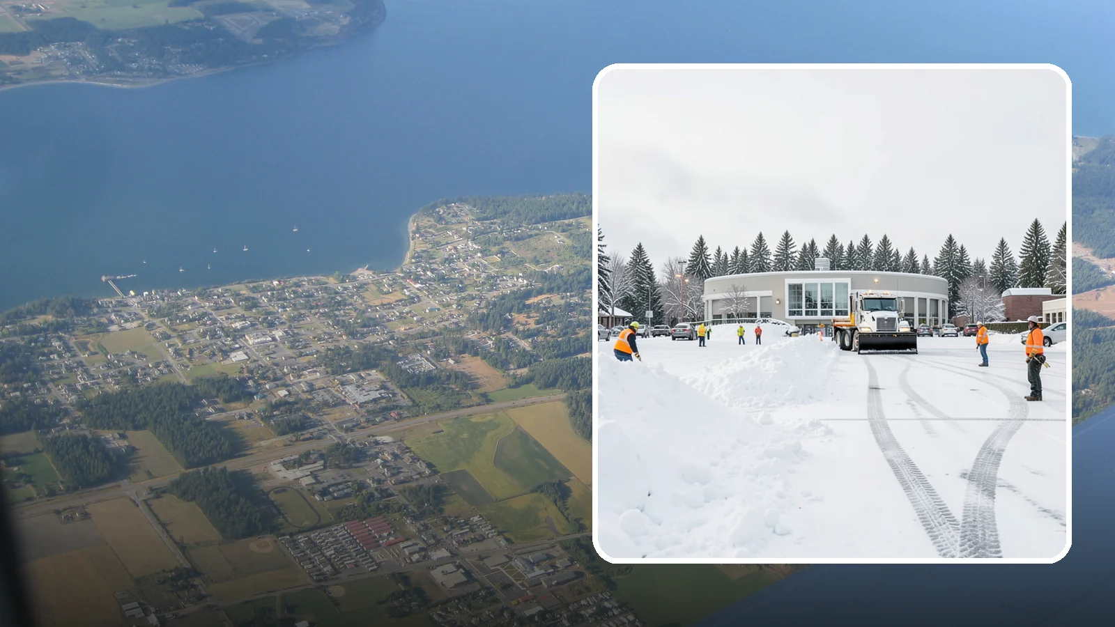 Bank Parking Lot Snow Removal in Coupeville, Island County, WA - We clear bank lots, drive-throughs, and ATM lanes so Western Washington customers bank safely all winter.