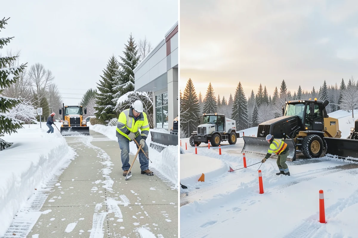 Bank Parking Lot Snow Removal in Coupeville, Island County, WA - Map parking, drive-through lanes, and the ATM approach with staff