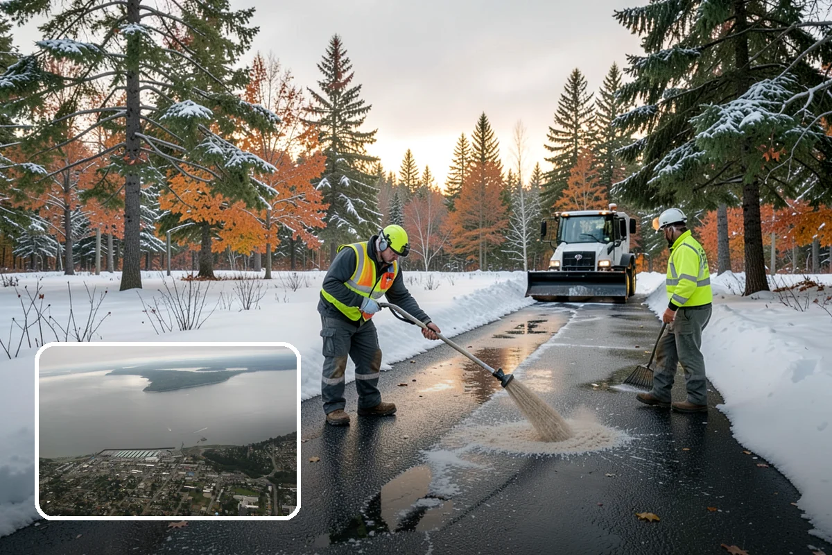 Bank Parking Lot Snow Removal in Des Moines, King County, WA - Customer parking and drive-through lanes stay open all day