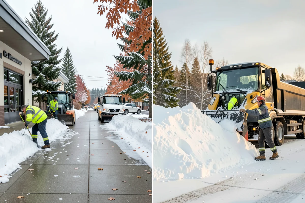 Bank Parking Lot Snow Removal in DuPont, Pierce County, WA - Map parking, drive-through lanes, and the ATM approach with staff