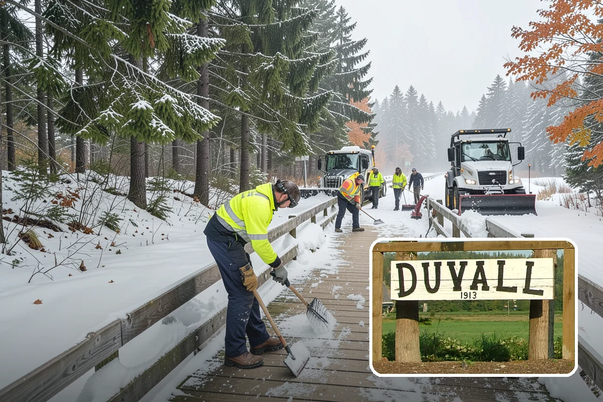 Bank Parking Lot Snow Removal in Duvall, King County, WA - Customer parking and drive-through lanes stay open all day