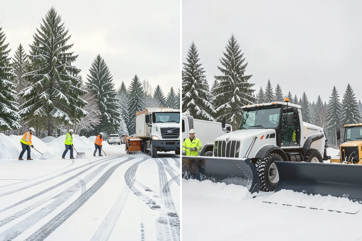 Bank Parking Lot Snow Removal in Eatonville, Pierce County, WA - Map parking, drive-through lanes, and the ATM approach with staff
