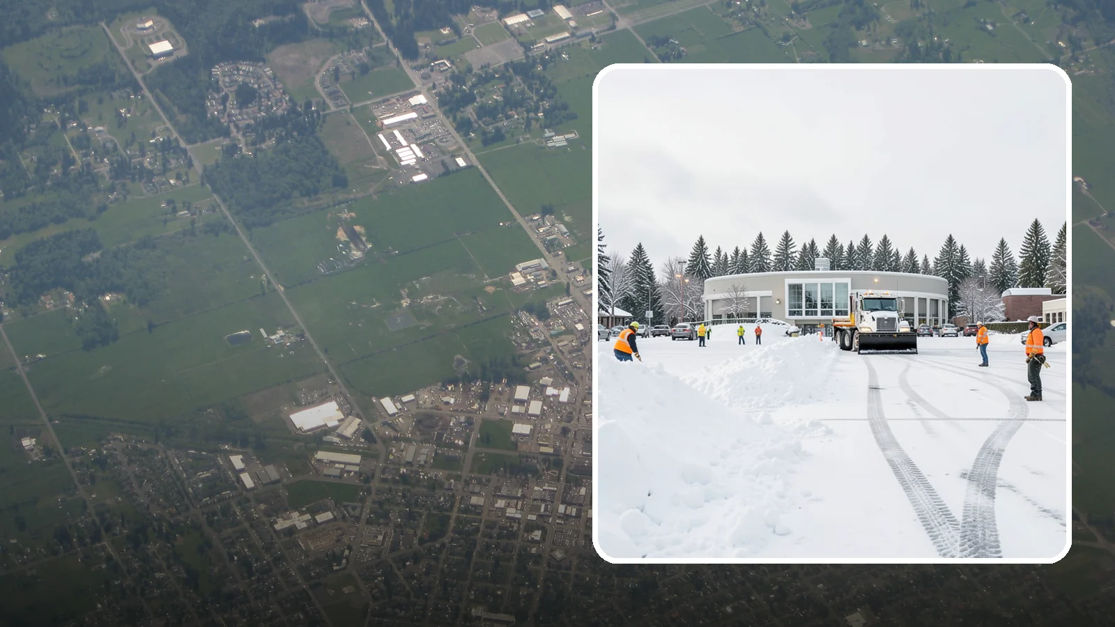 Bank Parking Lot Snow Removal in Enumclaw, King County, WA - We clear bank lots, drive-throughs, and ATM lanes so Western Washington customers bank safely all winter.