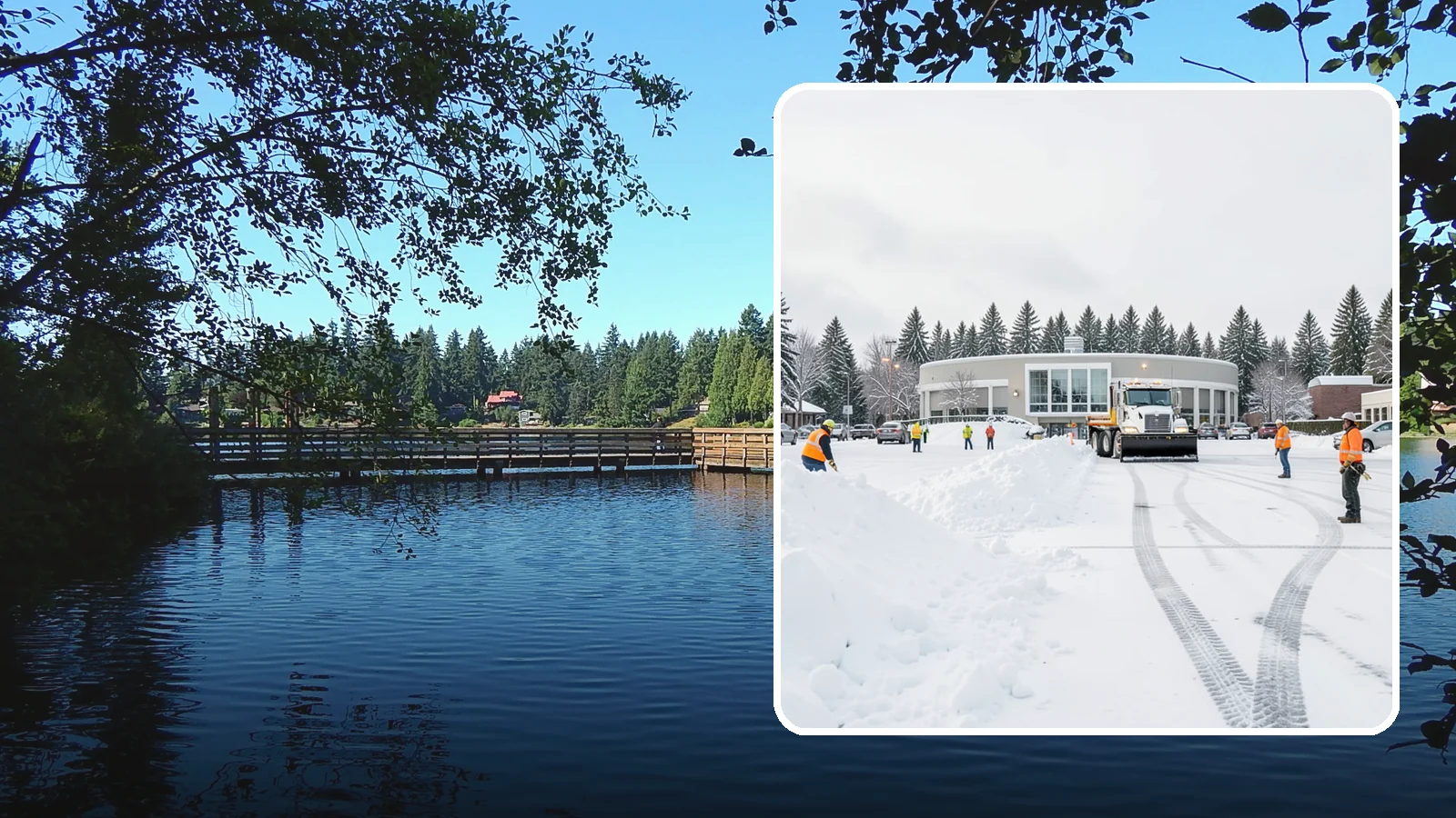 Bank Parking Lot Snow Removal in Federal Way, King County, WA - We clear bank lots, drive-throughs, and ATM lanes so Western Washington customers bank safely all winter.
