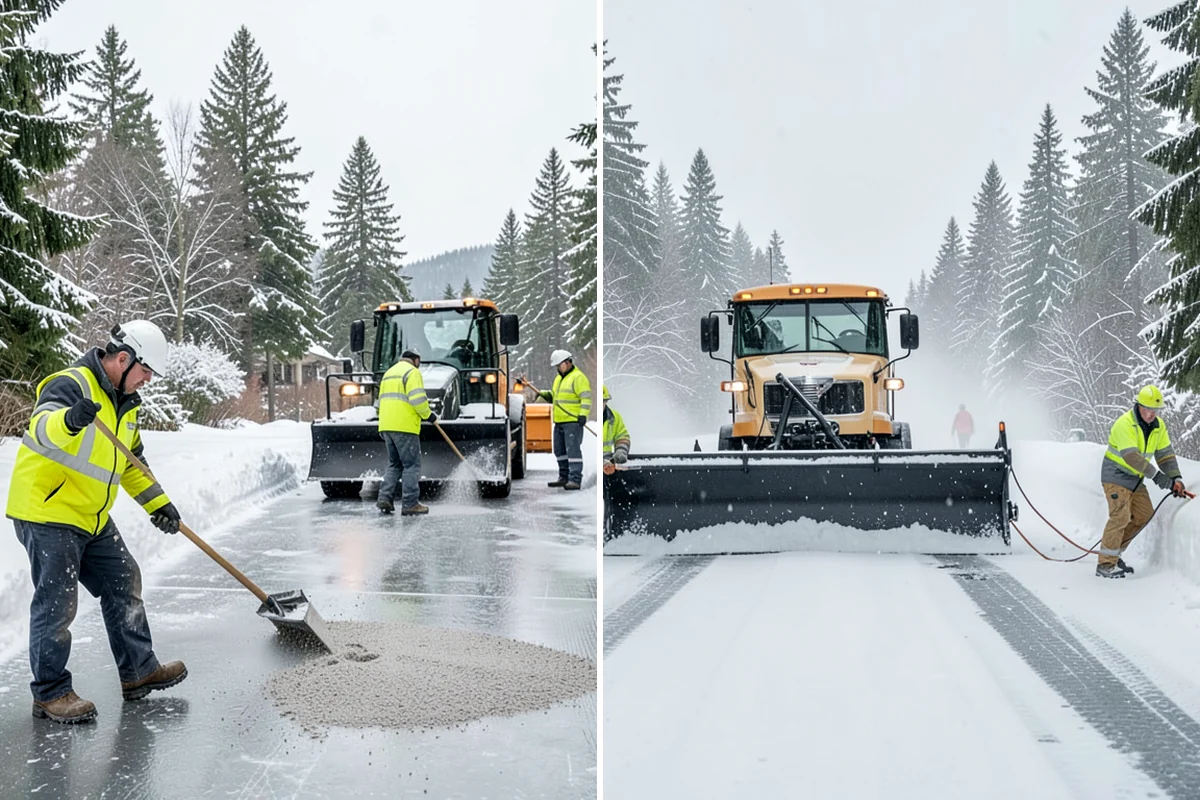 Bank Parking Lot Snow Removal in Federal Way, King County, WA - Map parking, drive-through lanes, and the ATM approach with staff