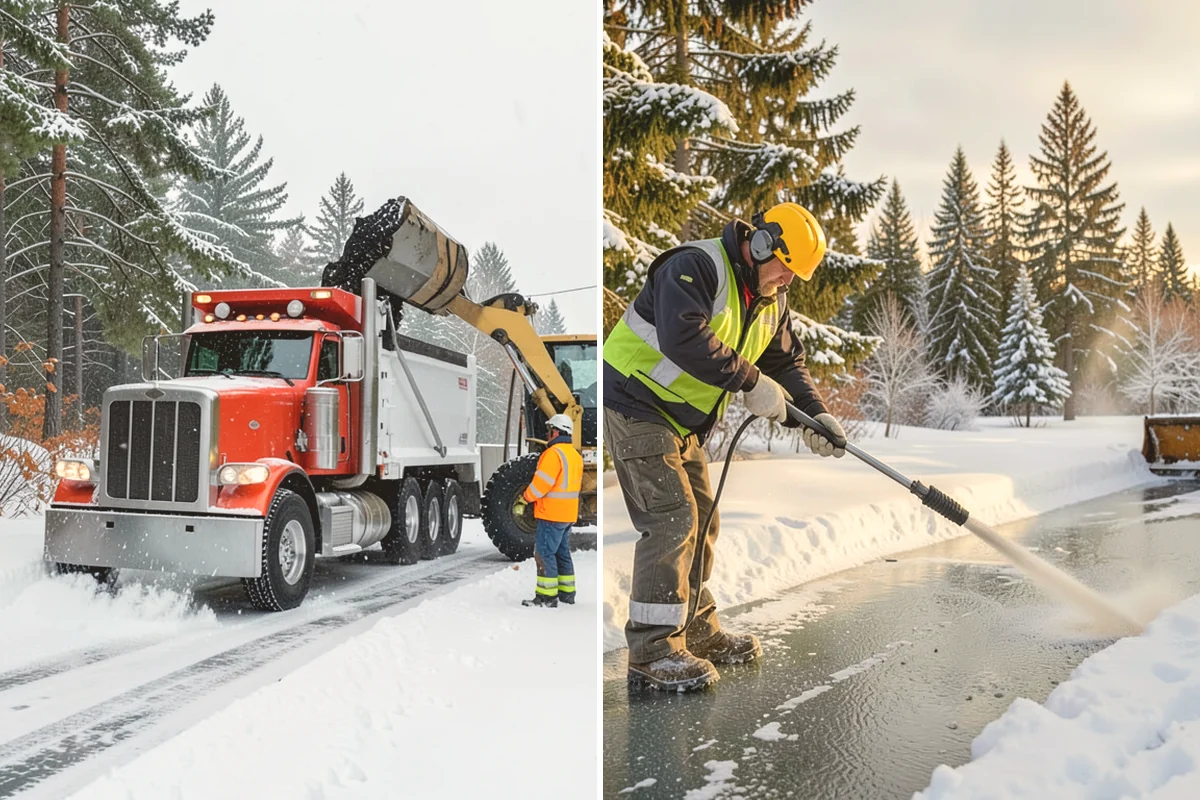 Bank Parking Lot Snow Removal in Fife, Pierce County, WA - Map parking, drive-through lanes, and the ATM approach with staff