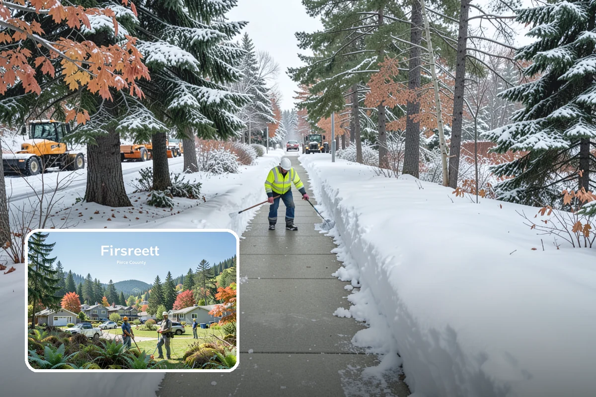 Bank Parking Lot Snow Removal in Fircrest, Pierce County, WA - Customer parking and drive-through lanes stay open all day