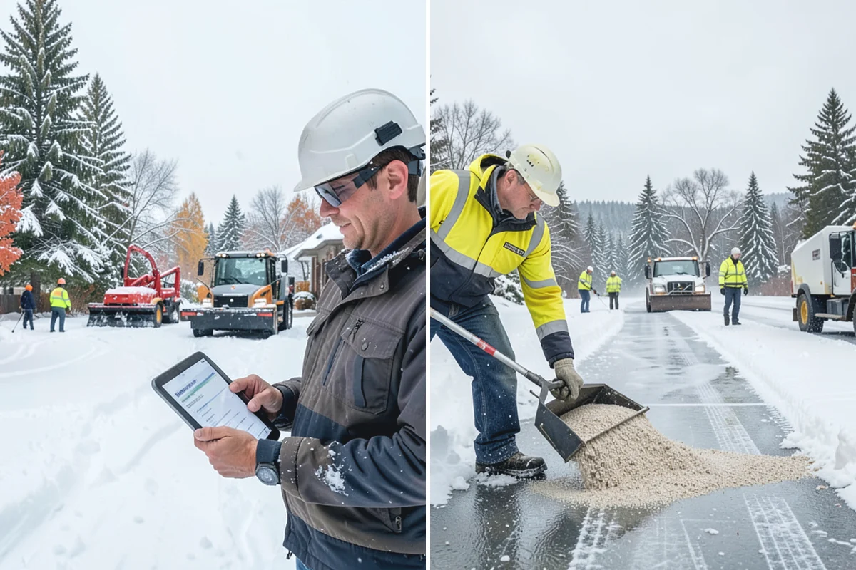 Bank Parking Lot Snow Removal in Granite Falls, Snohomish County, WA - Map parking, drive-through lanes, and the ATM approach with staff