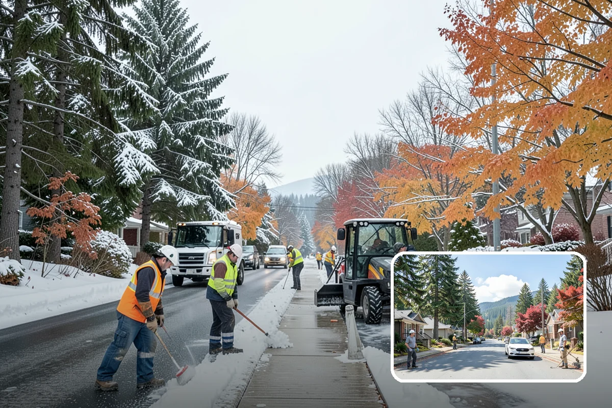 Bank Parking Lot Snow Removal in Hunts Point, King County, WA - Customer parking and drive-through lanes stay open all day