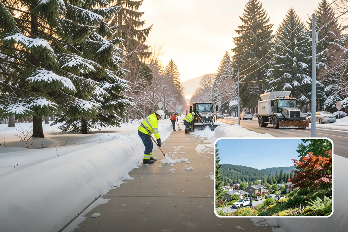 Bank Parking Lot Snow Removal in Index, Snohomish County, WA - Customer parking and drive-through lanes stay open all day