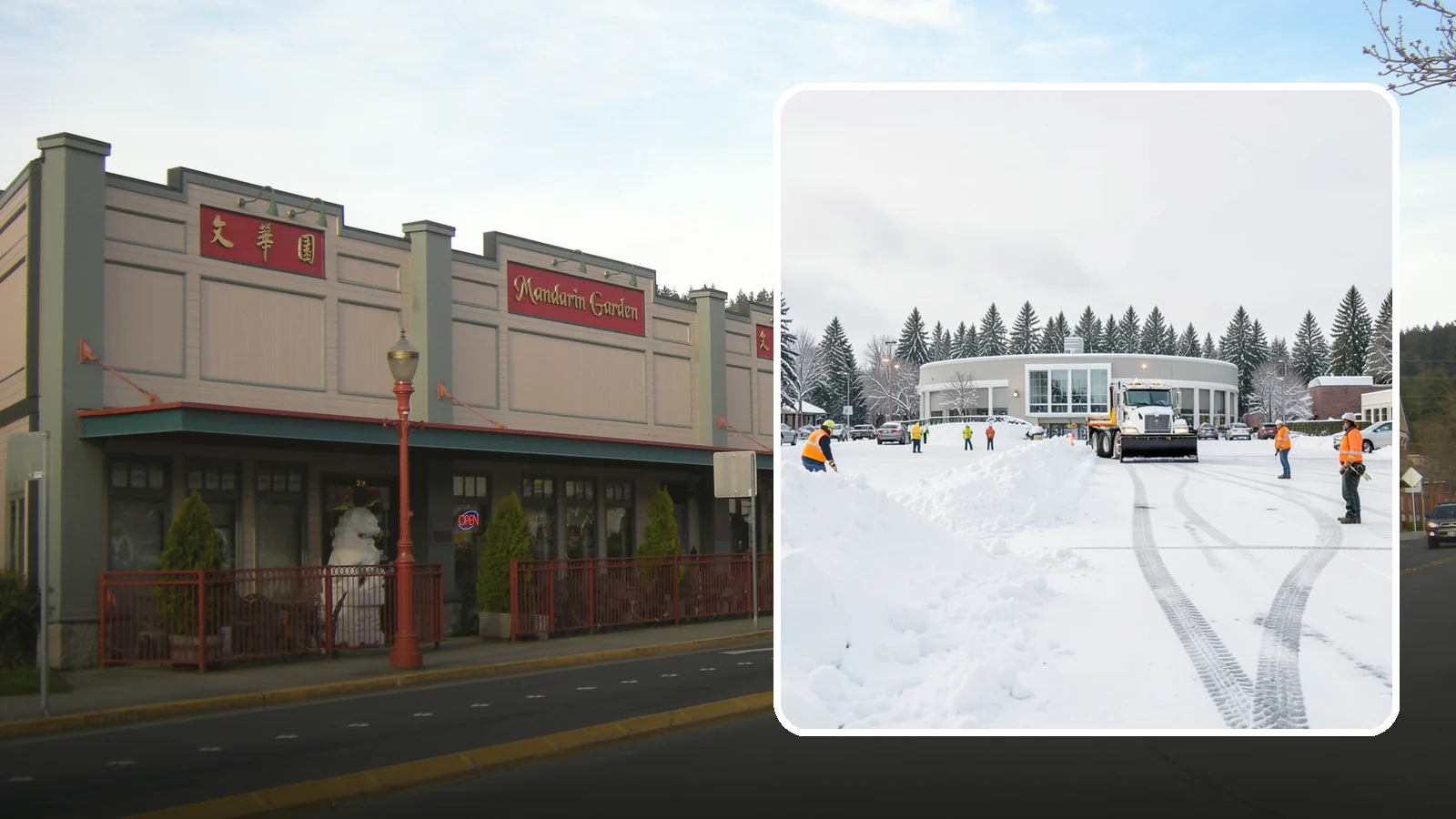 Bank Parking Lot Snow Removal in Issaquah, King County, WA - We clear bank lots, drive-throughs, and ATM lanes so Western Washington customers bank safely all winter.