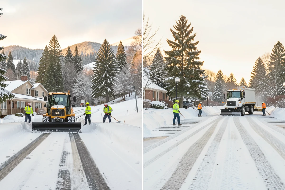 Bank Parking Lot Snow Removal in Issaquah, King County, WA - Map parking, drive-through lanes, and the ATM approach with staff