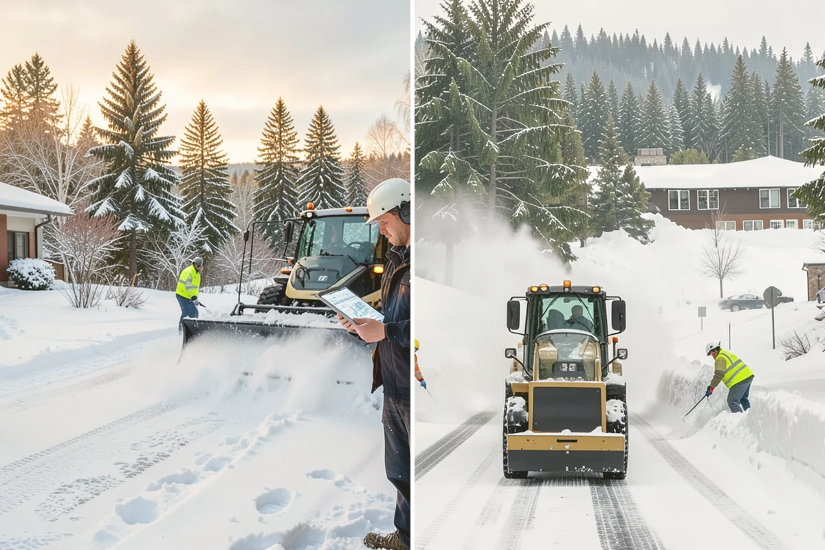 Bank Parking Lot Snow Removal in Kirkland, King County, WA - Map parking, drive-through lanes, and the ATM approach with staff
