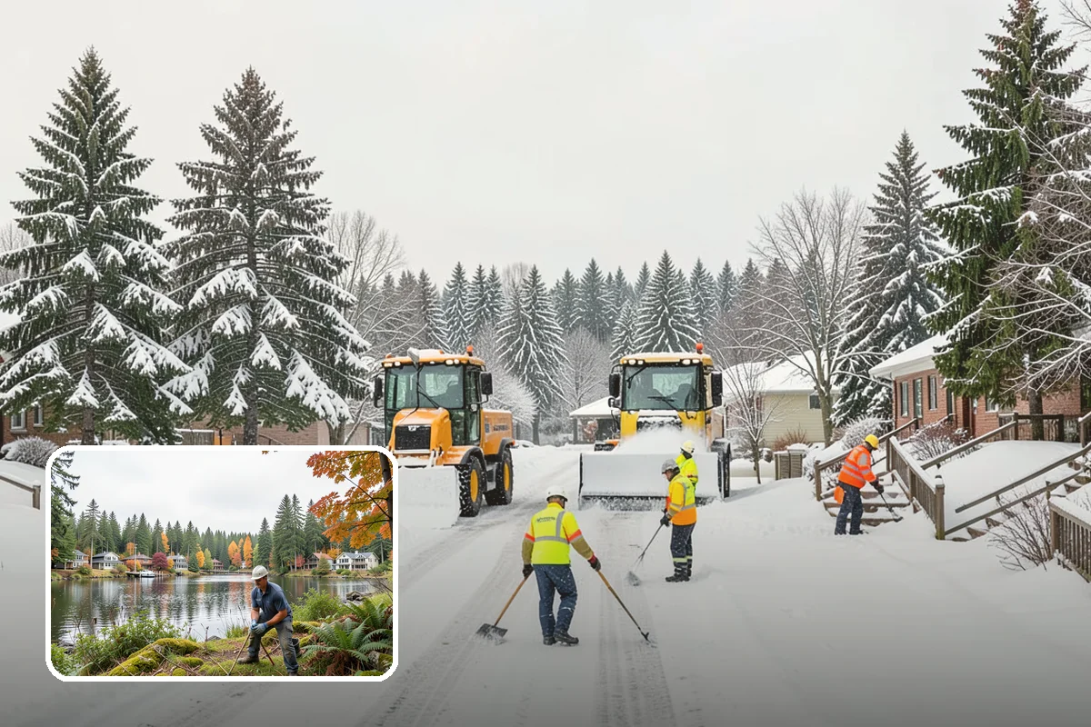 Bank Parking Lot Snow Removal in La Conner, Skagit County, WA - Customer parking and drive-through lanes stay open all day