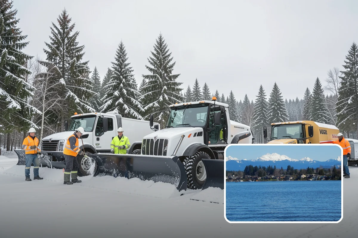 Bank Parking Lot Snow Removal in Lake Stevens, Snohomish County, WA - Customer parking and drive-through lanes stay open all day