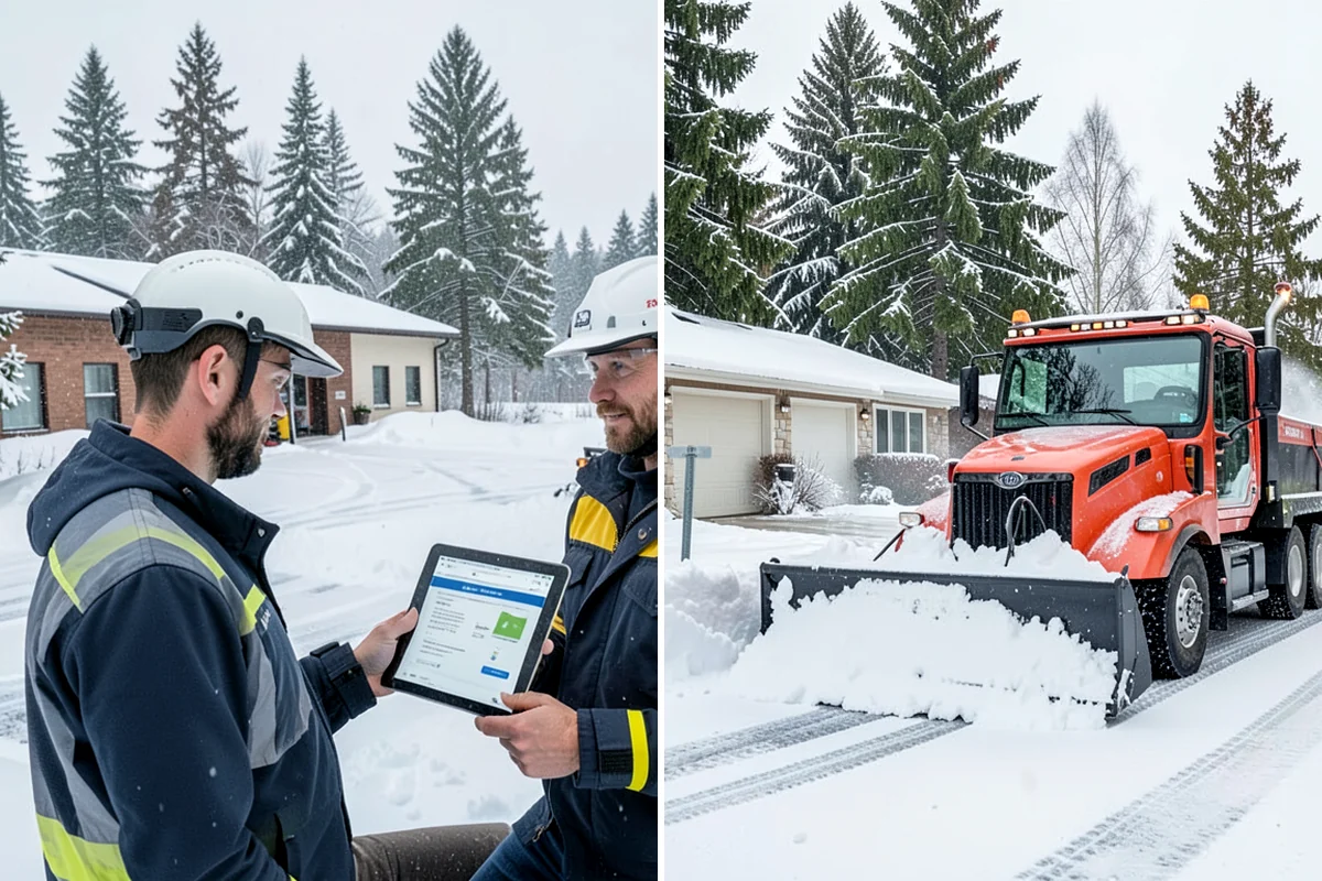 Bank Parking Lot Snow Removal in Lakewood, Pierce County, WA - Map parking, drive-through lanes, and the ATM approach with staff