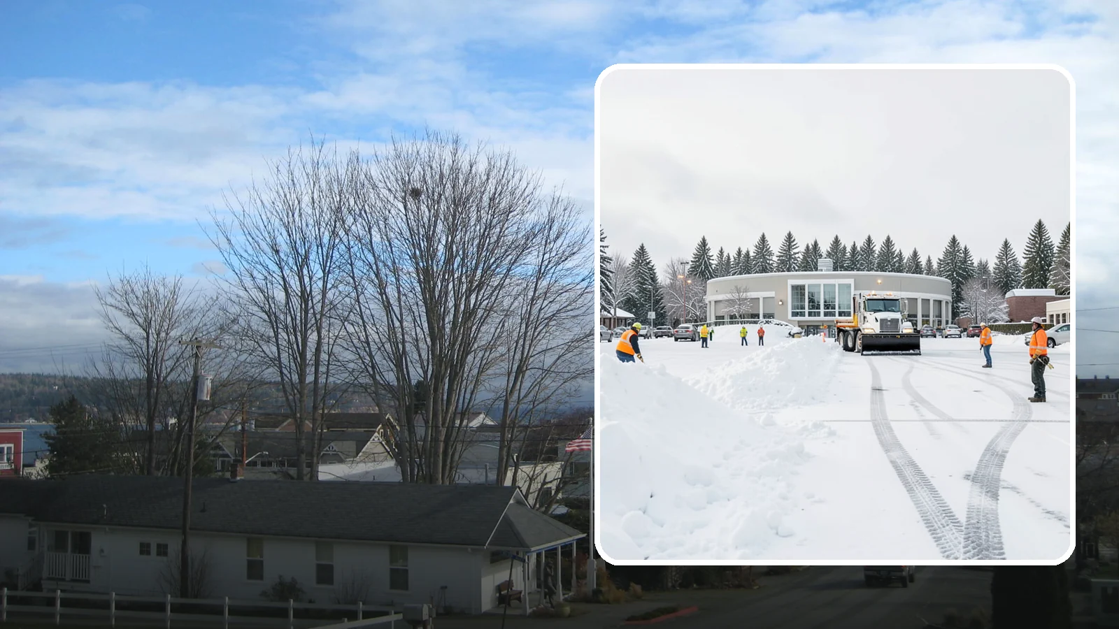 Bank Parking Lot Snow Removal in Langley, Island County, WA - We clear bank lots, drive-throughs, and ATM lanes so Western Washington customers bank safely all winter.