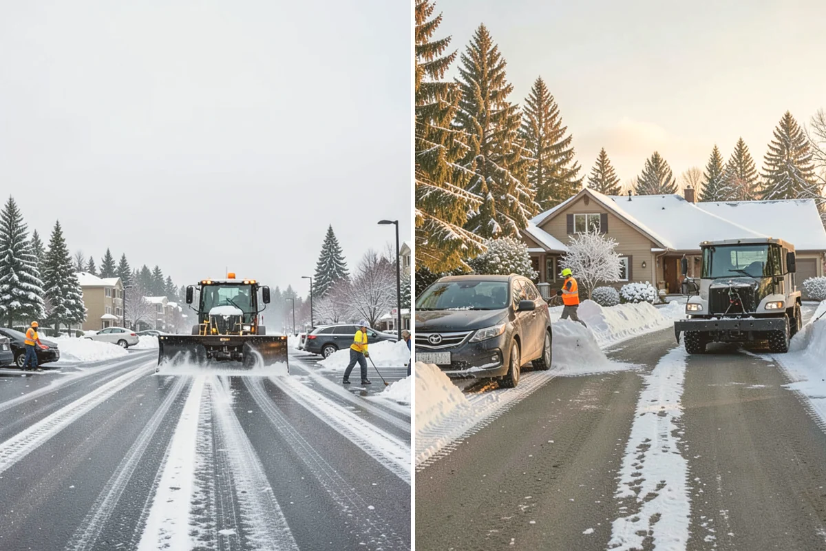 Bank Parking Lot Snow Removal in Lynnwood, Snohomish County, WA - Map parking, drive-through lanes, and the ATM approach with staff