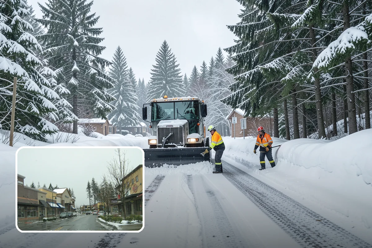 Bank Parking Lot Snow Removal in Mill Creek, Snohomish County, WA - Customer parking and drive-through lanes stay open all day
