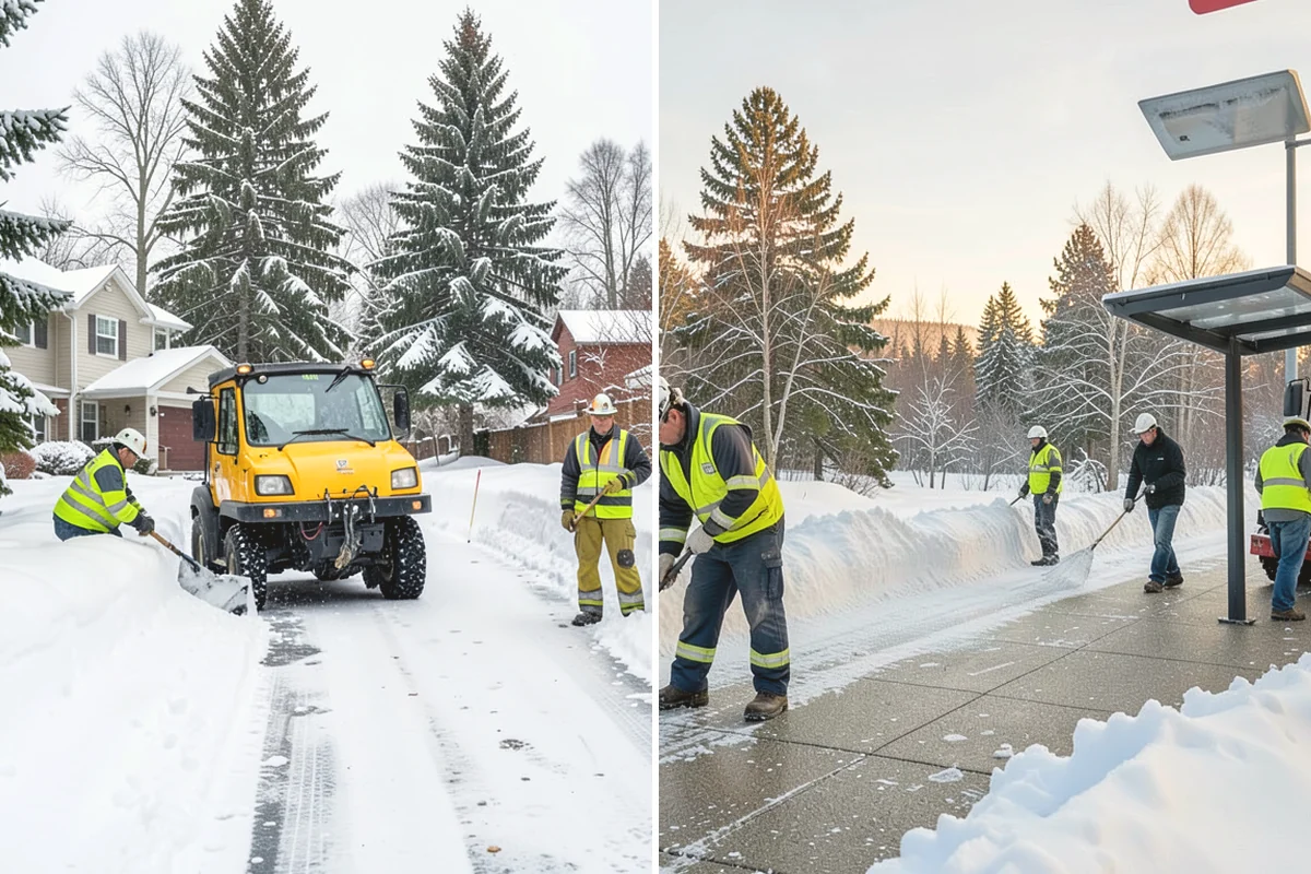 Bank Parking Lot Snow Removal in Monroe, Snohomish County, WA - Map parking, drive-through lanes, and the ATM approach with staff
