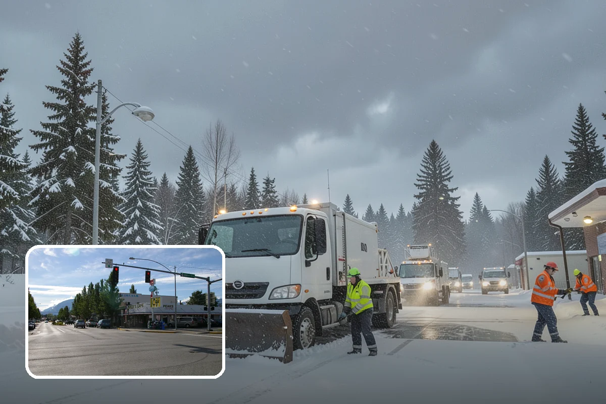 Bank Parking Lot Snow Removal in North Bend, King County, WA - Customer parking and drive-through lanes stay open all day