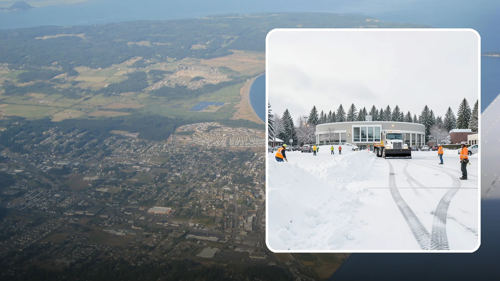 Bank Parking Lot Snow Removal in Oak Harbor, Island County, WA - We clear bank lots, drive-throughs, and ATM lanes so Western Washington customers bank safely all winter.