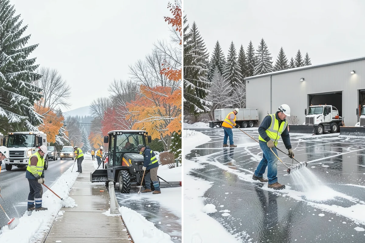 Bank Parking Lot Snow Removal in Oak Harbor, Island County, WA - Map parking, drive-through lanes, and the ATM approach with staff