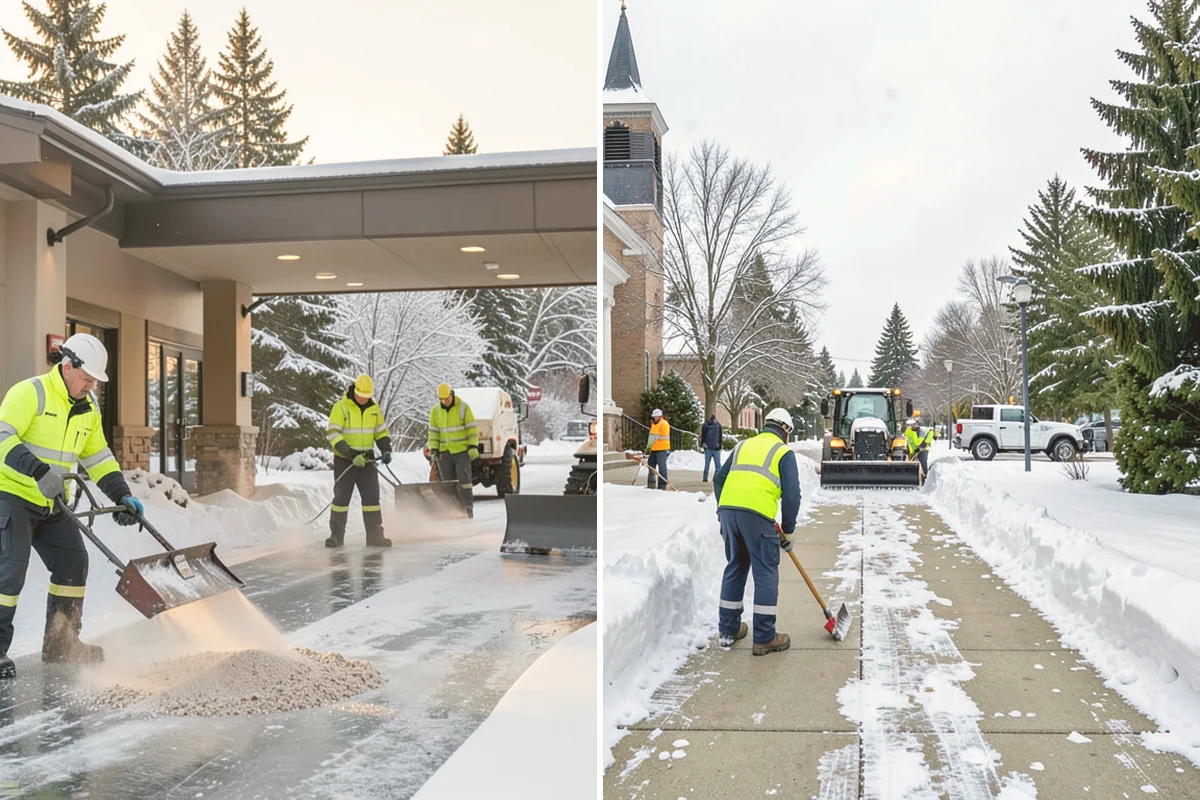Bank Parking Lot Snow Removal in Orting, Pierce County, WA - Map parking, drive-through lanes, and the ATM approach with staff