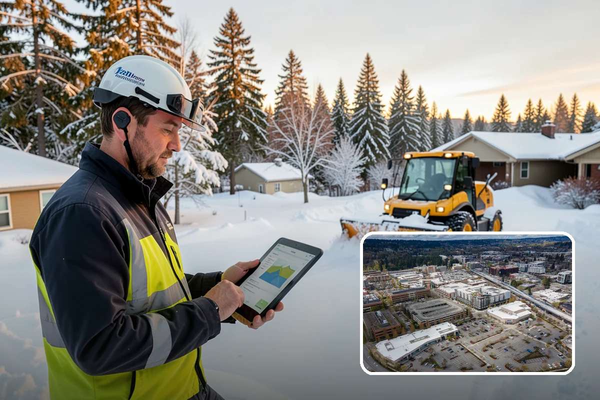 Bank Parking Lot Snow Removal in Redmond, King County, WA - Customer parking and drive-through lanes stay open all day