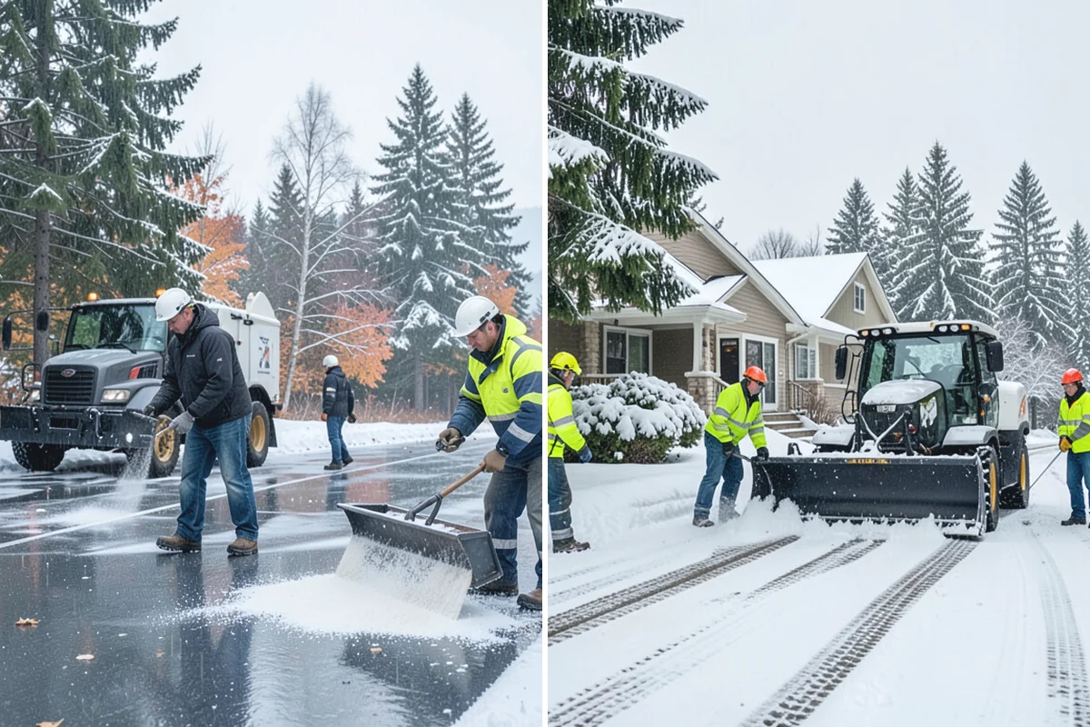 Bank Parking Lot Snow Removal in Redmond, King County, WA - Map parking, drive-through lanes, and the ATM approach with staff
