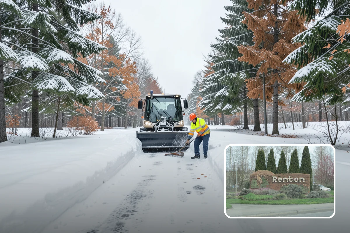 Bank Parking Lot Snow Removal in Renton, King County, WA - Customer parking and drive-through lanes stay open all day