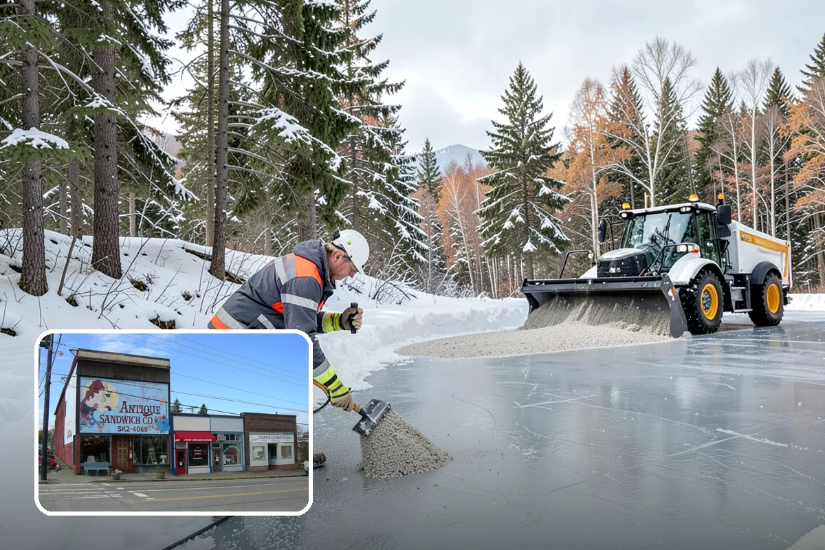 Bank Parking Lot Snow Removal in Ruston, Pierce County, WA - Customer parking and drive-through lanes stay open all day