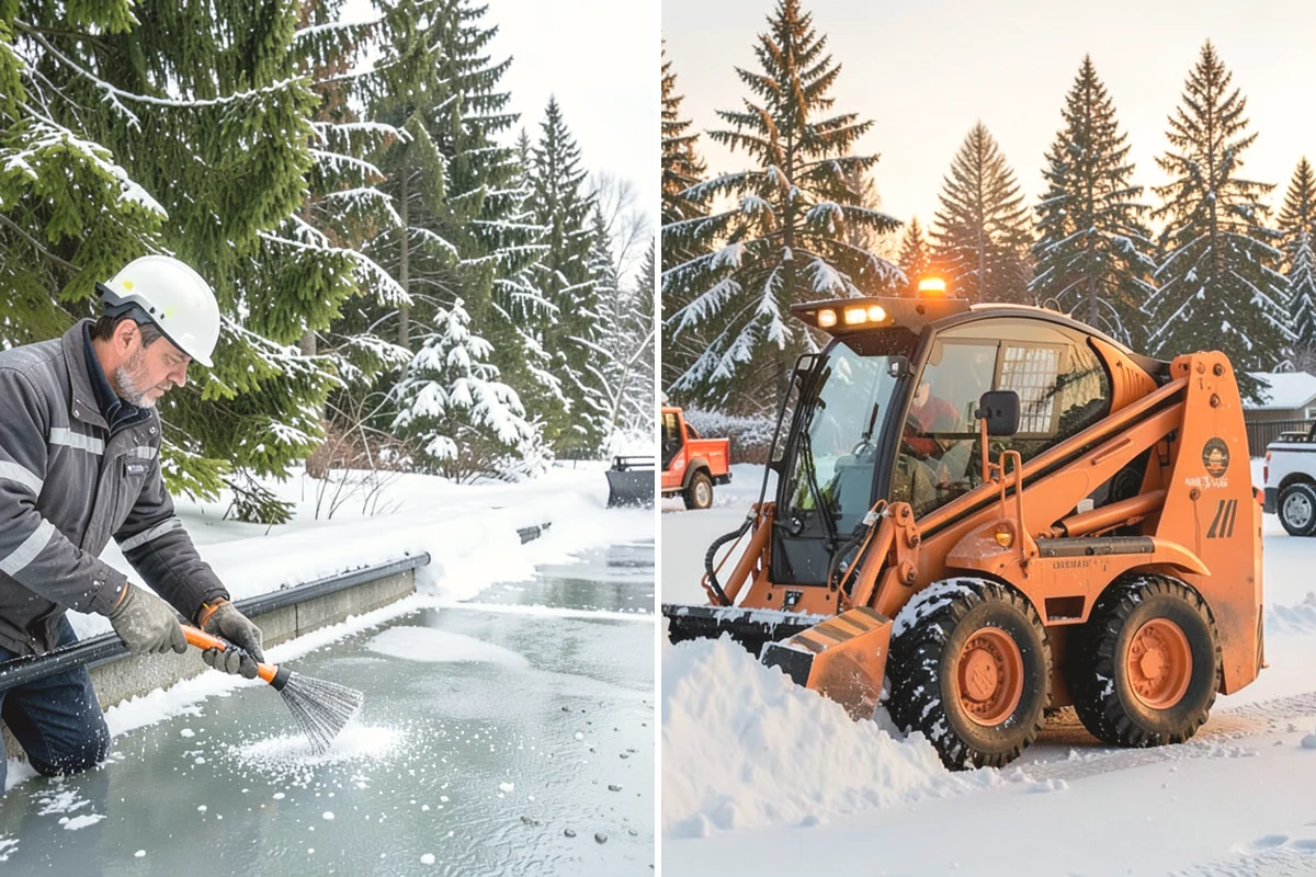 Bank Parking Lot Snow Removal in Ruston, Pierce County, WA - Map parking, drive-through lanes, and the ATM approach with staff