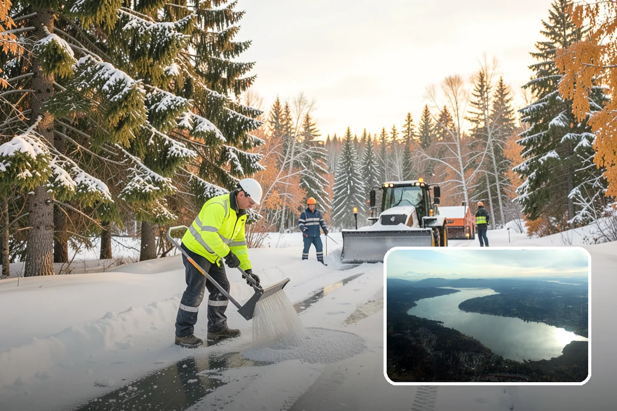 Bank Parking Lot Snow Removal in Sammamish, King County, WA - Customer parking and drive-through lanes stay open all day