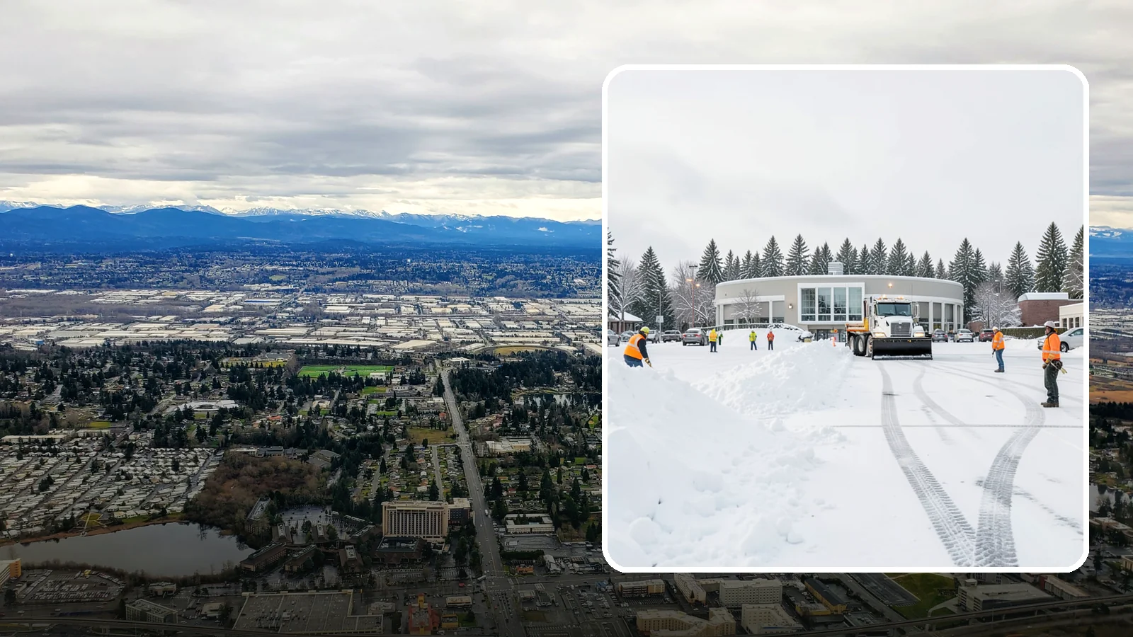 Bank Parking Lot Snow Removal in SeaTac, King County, WA - We clear bank lots, drive-throughs, and ATM lanes so Western Washington customers bank safely all winter.