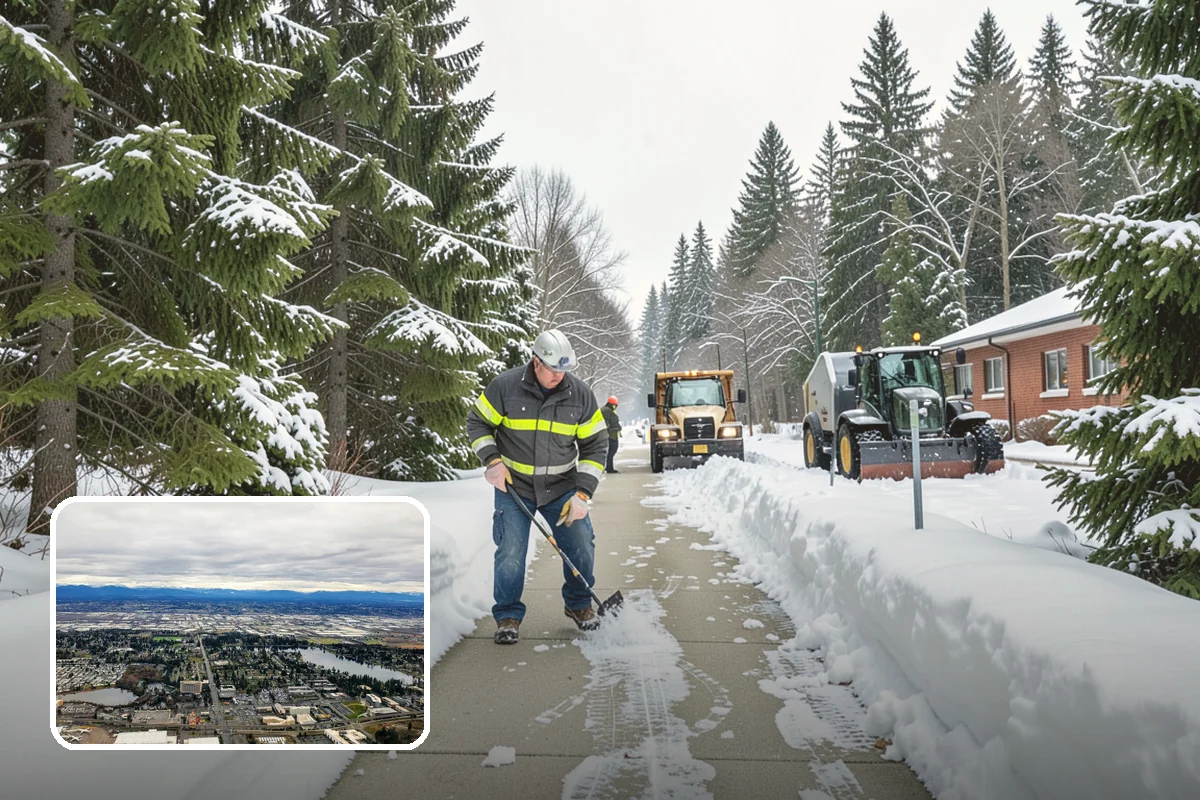 Bank Parking Lot Snow Removal in SeaTac, King County, WA - Customer parking and drive-through lanes stay open all day