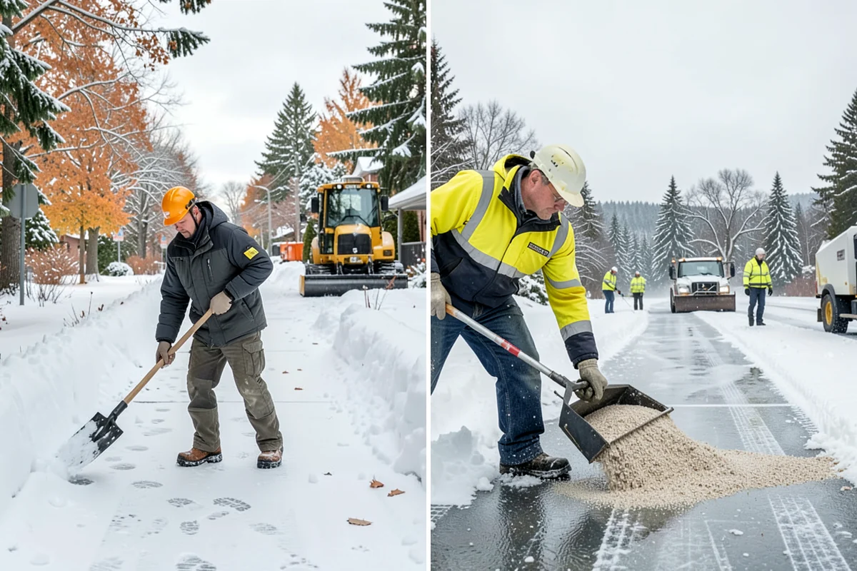 Bank Parking Lot Snow Removal in SeaTac, King County, WA - Map parking, drive-through lanes, and the ATM approach with staff