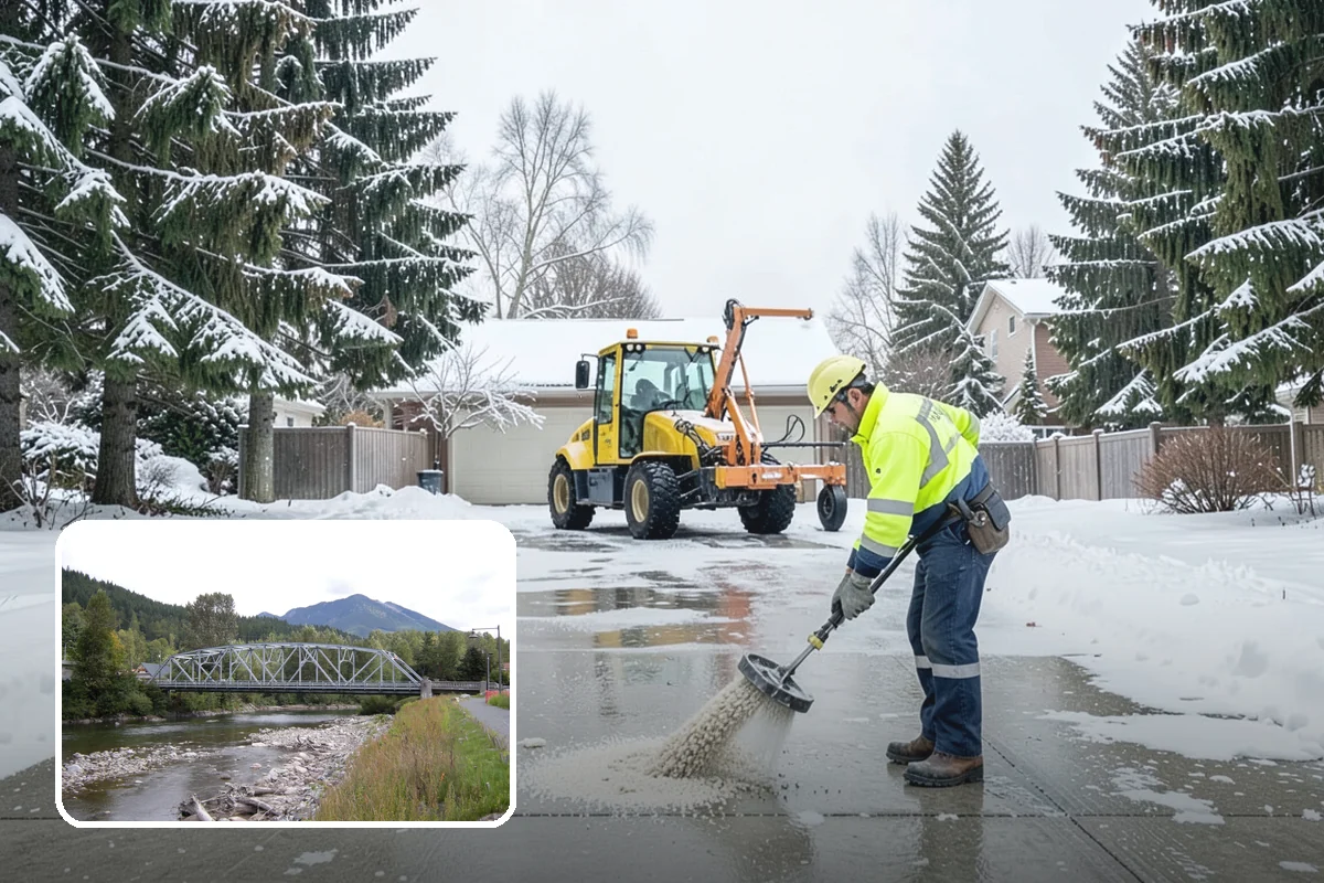 Bank Parking Lot Snow Removal in Skykomish, King County, WA - Customer parking and drive-through lanes stay open all day