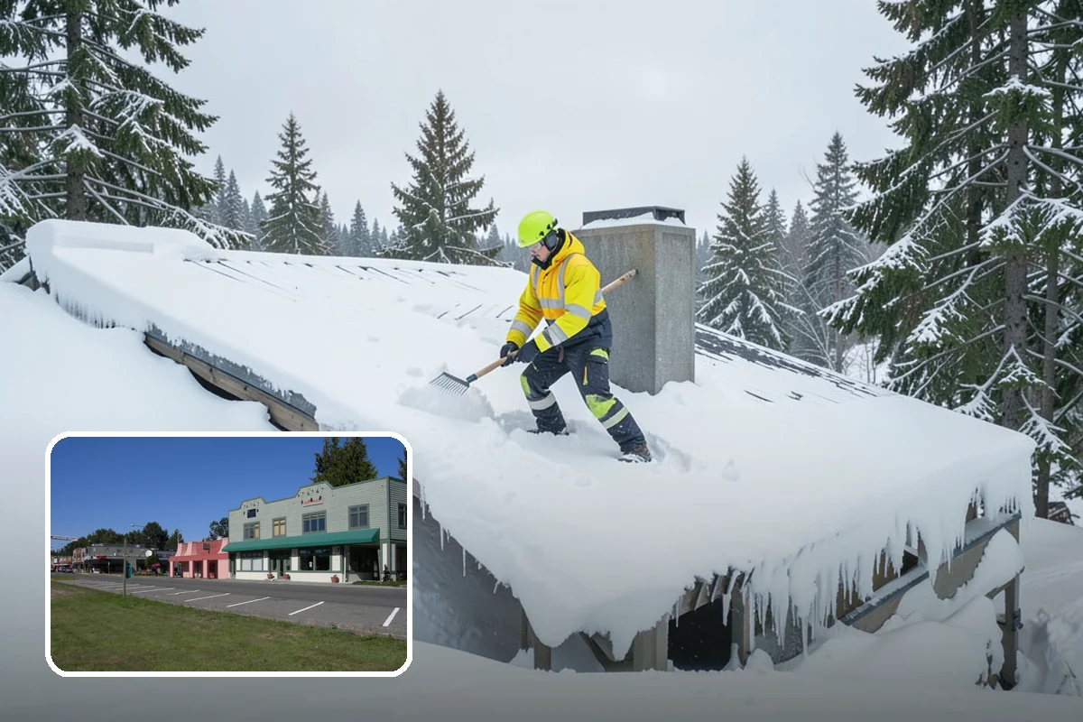 Bank Parking Lot Snow Removal in Snoqualmie, King County, WA - Customer parking and drive-through lanes stay open all day