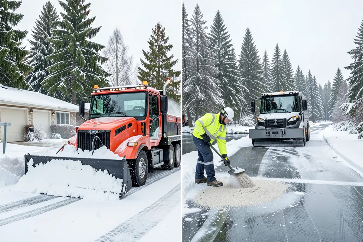Bank Parking Lot Snow Removal in Snoqualmie, King County, WA - Map parking, drive-through lanes, and the ATM approach with staff