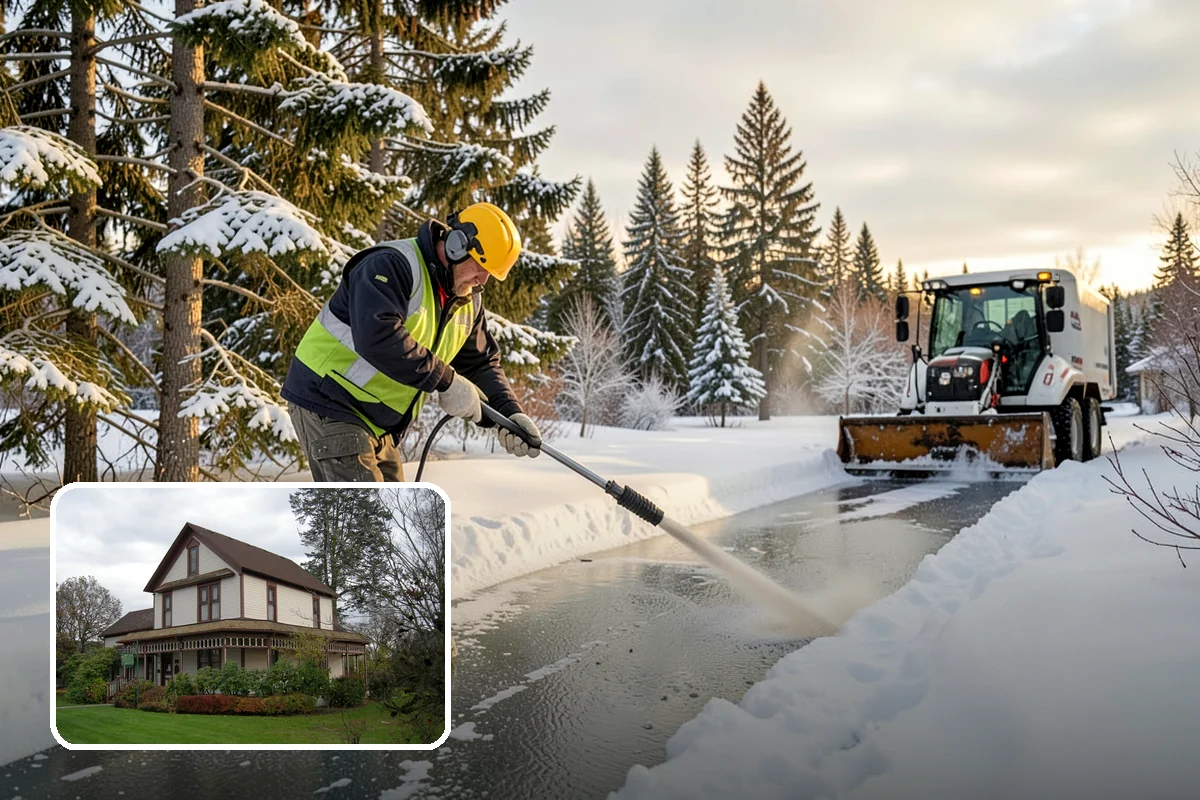 Bank Parking Lot Snow Removal in Sumner, Pierce County, WA - Customer parking and drive-through lanes stay open all day