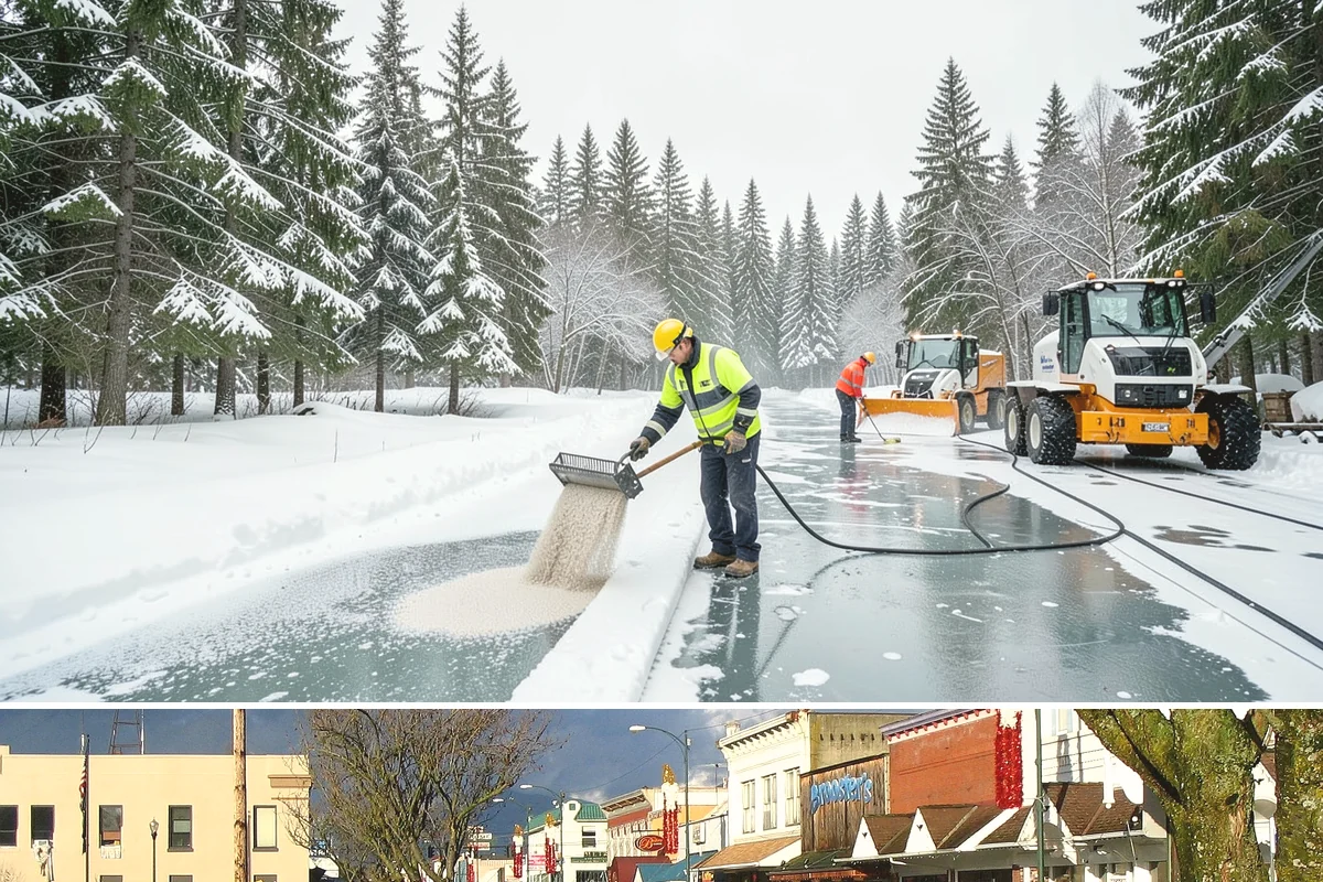 Bank Sidewalk Clearing in Arlington, Snohomish County, WA - Bank sidewalk risk peaks from December through February, when frost glazes smooth branch entrances before customers arrive.
