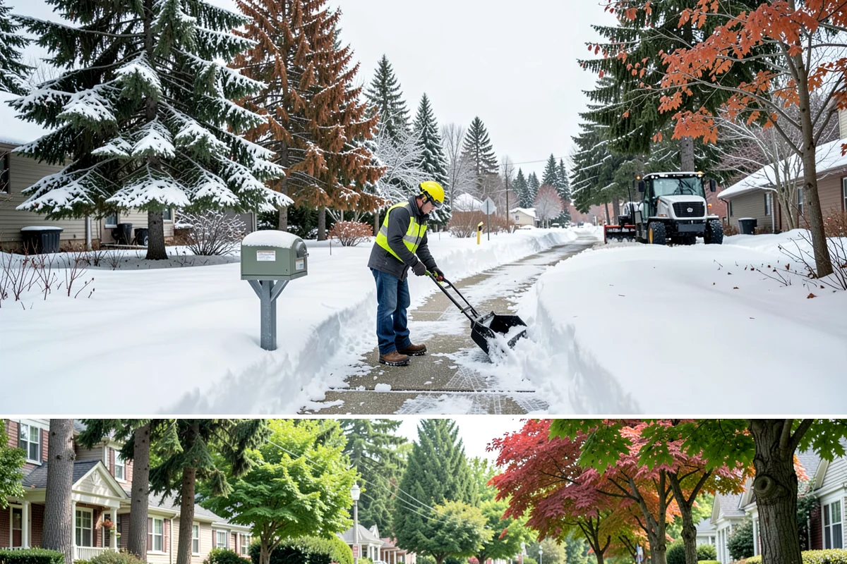 Bank Sidewalk Clearing in Beaux Arts Village, King County, WA - Bank sidewalk risk peaks from December through February, when frost glazes smooth branch entrances before customers arrive.