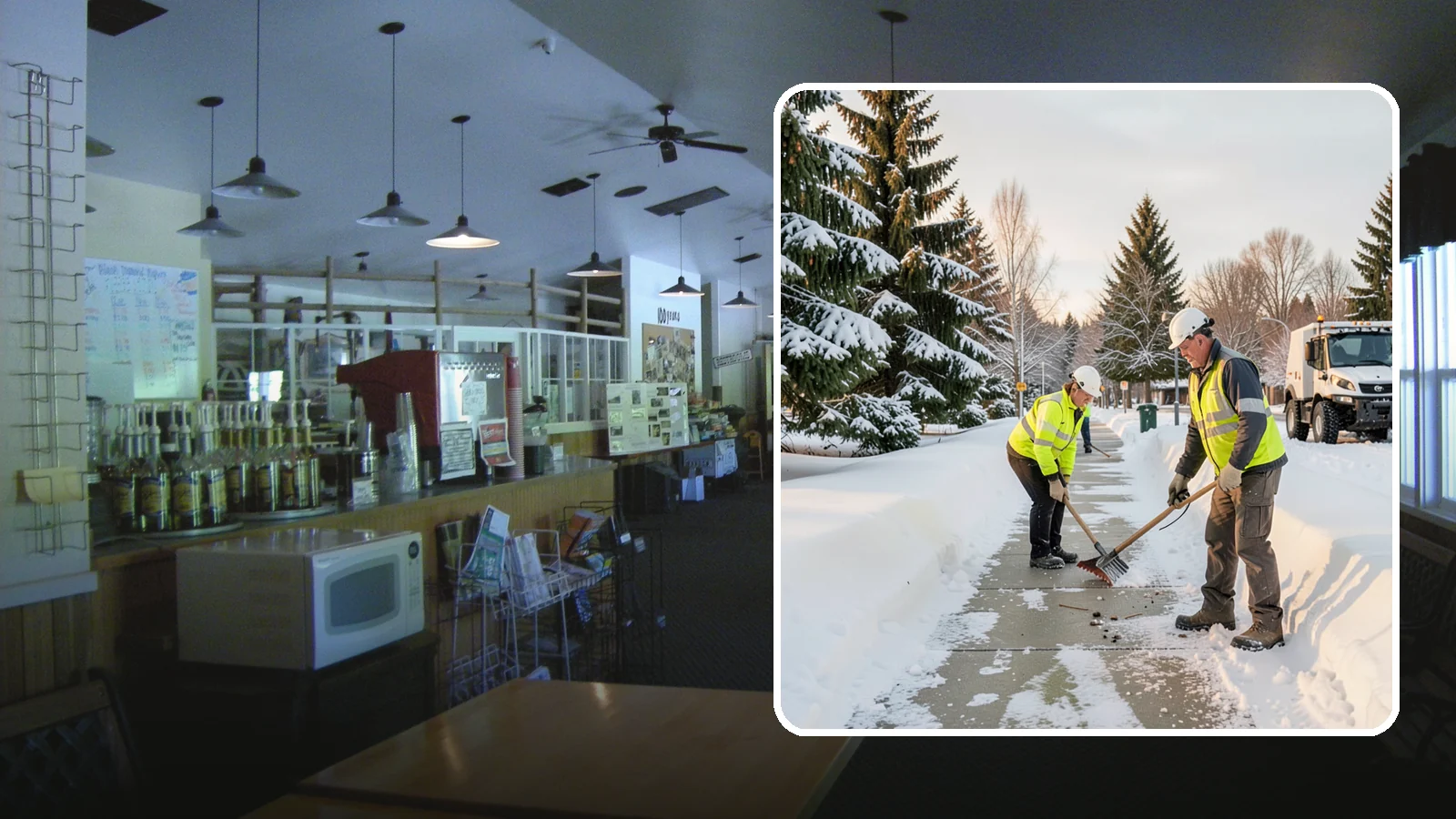Bank Sidewalk Clearing in Black Diamond, King County, WA - Branch-entrance sidewalk clearing for Western Washington banks, keeping lobby approaches and ATM vestibule walks safe for...